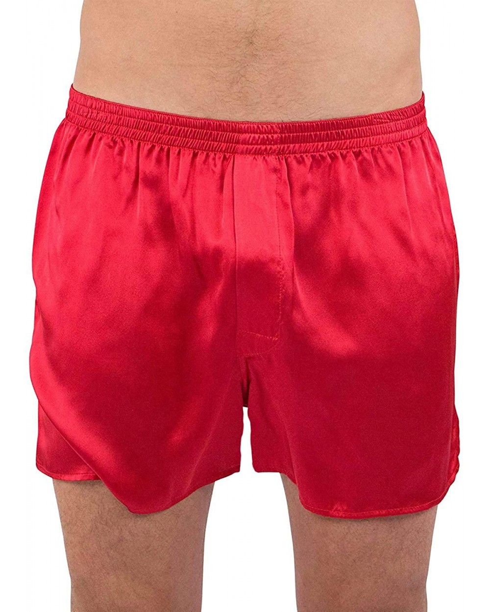 Mens Solid Color Silk Boxer Briefs Underwear - Red - CW192XU6SK5 $47.06 Boxer Briefs