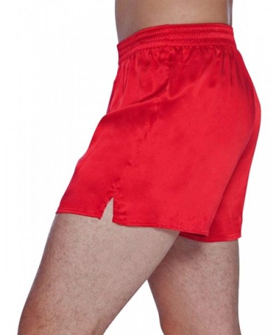 Mens Solid Color Silk Boxer Briefs Underwear - Red - CW192XU6SK5 $47.06 Boxer Briefs