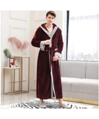 Womens Winter Long Warm Flannel TV Blanket Plus Size Fur Pink Bathrobe Soft Pajamas Mens Pajamas The Man C The Man C - CZ19DS...