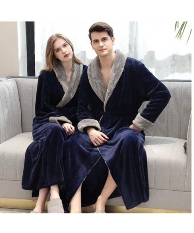 Womens Winter Long Warm Flannel TV Blanket Plus Size Fur Pink Bathrobe Soft Pajamas Mens Pajamas The Man C The Man C - CZ19DS...