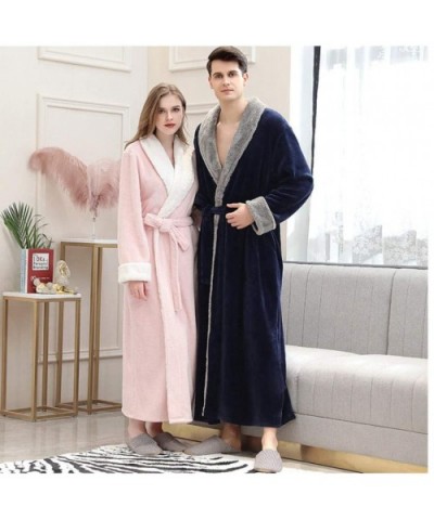 Womens Winter Long Warm Flannel TV Blanket Plus Size Fur Pink Bathrobe Soft Pajamas Mens Pajamas The Man C The Man C - CZ19DS...