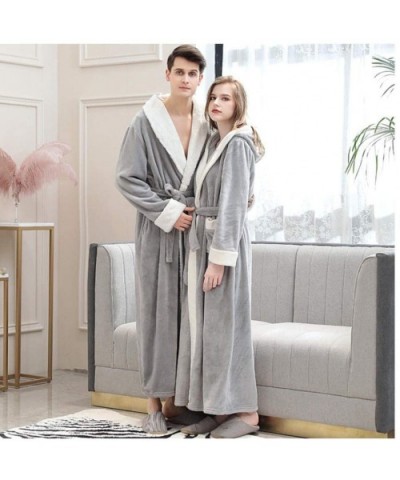 Womens Winter Long Warm Flannel TV Blanket Plus Size Fur Pink Bathrobe Soft Pajamas Mens Pajamas The Man C The Man C - CZ19DS...