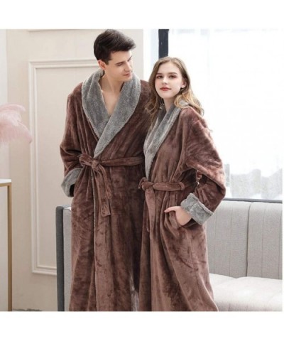 Womens Winter Long Warm Flannel TV Blanket Plus Size Fur Pink Bathrobe Soft Pajamas Mens Pajamas The Man C The Man C - CZ19DS...