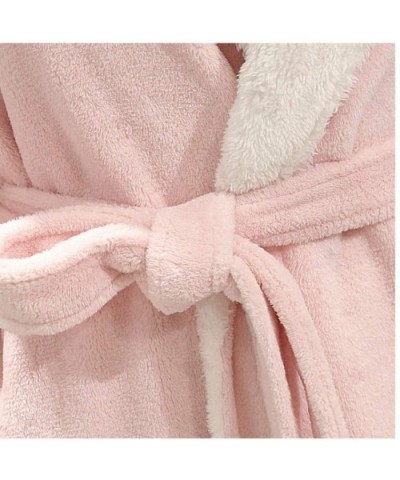 Womens Winter Long Warm Flannel TV Blanket Plus Size Fur Pink Bathrobe Soft Pajamas Mens Pajamas The Man C The Man C - CZ19DS...