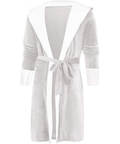 Womens Plush Fleece Robe with Hood Hooded Women Soft Spa Long Bathrobe Comfy Full Length Warm Nightdress Gray 1 - CL193TAGTD8...