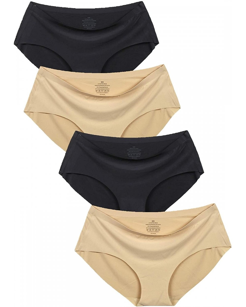 Women's No Show Hiphugger Panties Pack of 6 - 4 Pack Black Black Beige Beige - CR18AW2CRHM $29.27 Panties