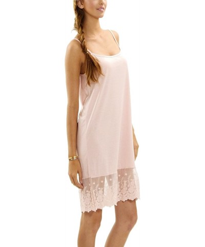 Women's Lace Knit Full Slip Extender for Short Dresses- Tunics and Sweaters - Pink - CM12I3QPDRJ $25.20 Slips