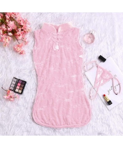 2020 Women Sexy Lingerie Lace Sleepwear Sleeveless Underwear Robe Pajama Set - Pink - CT194ADWYLG $12.62 Sets