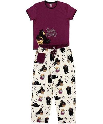 Women's Pajama Set- Short Sleeves with Cute Prints- Relaxed Fit - Huckleberry Pajama Set - CT18DLCONXR $62.59 Sets