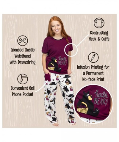 Women's Pajama Set- Short Sleeves with Cute Prints- Relaxed Fit - Huckleberry Pajama Set - CT18DLCONXR $62.59 Sets