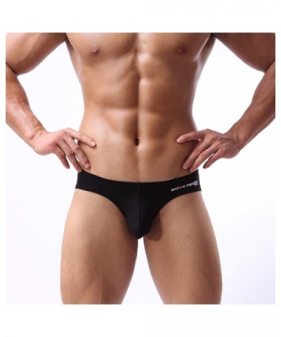 Sexy Pouch Briefs Breathable Cotton Underwear B1130 - Black - CL18CW4XGYU $13.46 Briefs