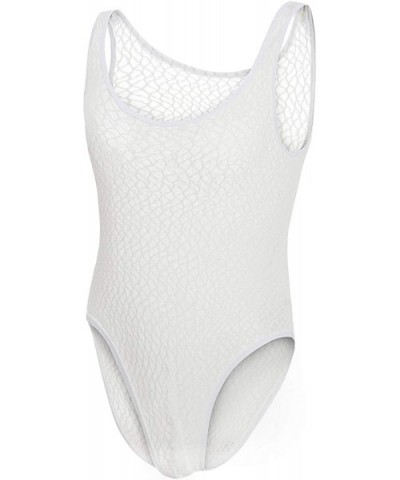 Men's Jumpsuit One Piece U Neck Sleeveless Bodysuit Transparent Briefs Sexy Hollow Mesh Underwear - White - CZ19DO4Q0HH $28.9...