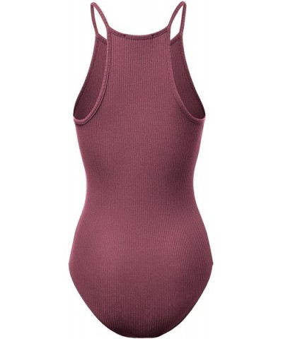 Women's Racerback Tank Top Ribbed Cotton Bodysuits - 408-burgundy - C818QNMHHW5 $20.77 Shapewear