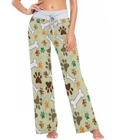 Dog Bone Paw Print Women's Pajama Lounge Pants Casual Stretch Pants Wide Leg - CA198Q9LHUA $34.61 Bottoms