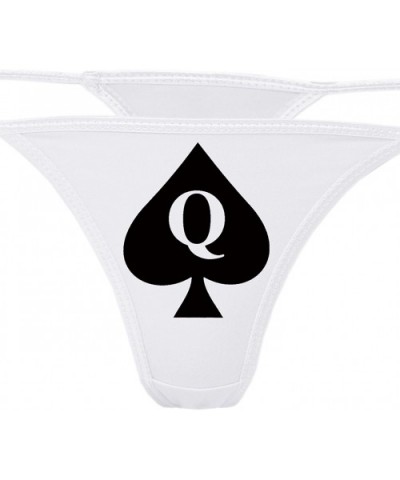 Queen of Spades White Thong Underwear - QofS Panties for BBC Lovers - Q of S Hot Wife - Black - CI187KL8ZYI $21.08 Panties