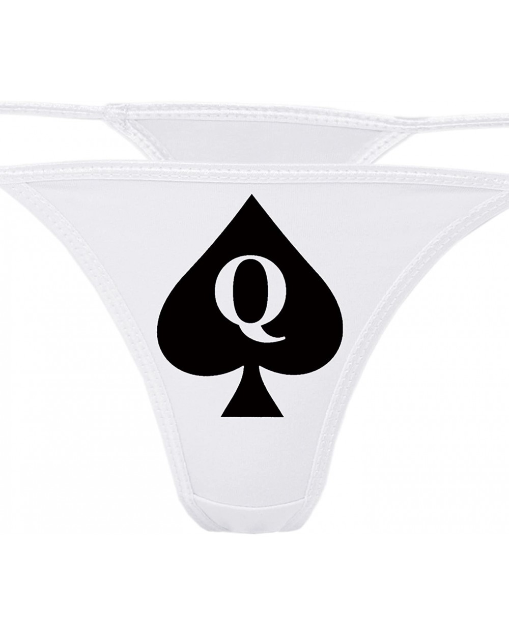 Queen of Spades White Thong Underwear - QofS Panties for BBC Lovers - Q of S Hot Wife - Black - CI187KL8ZYI $21.08 Panties