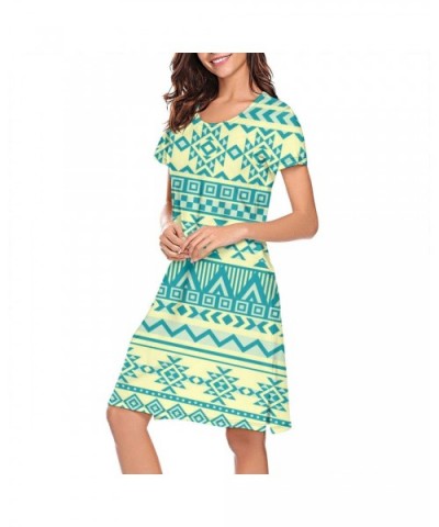 Tipi Pattern Bohemian Style Womens Loose Spring Nightdress Apply to Dormitory - Green Bohemian Style - C019C9UIWHI $43.71 Nig...