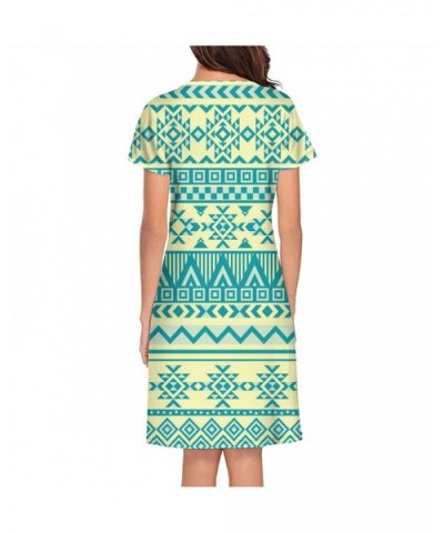 Tipi Pattern Bohemian Style Womens Loose Spring Nightdress Apply to Dormitory - Green Bohemian Style - C019C9UIWHI $43.71 Nig...