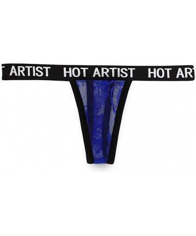 Women's Sexy Thong Panties- Hot Artist Lace Mesh Briefs Underwear G-String Lingerie - Blue - CR18WKGZR8G $13.87 Panties