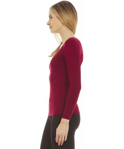 Women's Ultra Soft Scoop Neck Thermal Underwear Shirt Long Johns Top with Fleece Lined - Red - C118AQN4XW7 $28.61 Thermal Und...