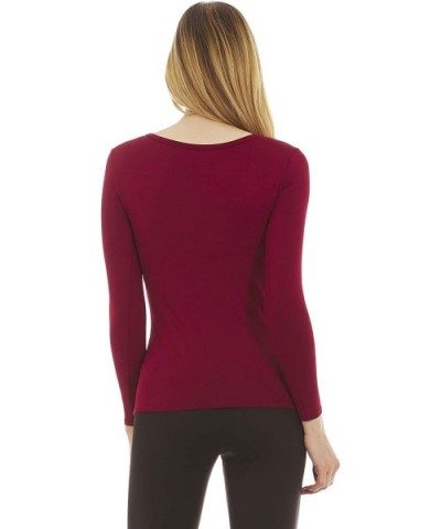 Women's Ultra Soft Scoop Neck Thermal Underwear Shirt Long Johns Top with Fleece Lined - Red - C118AQN4XW7 $28.61 Thermal Und...