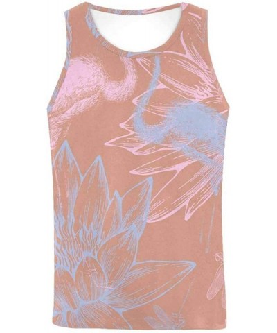 Men's Muscle Gym Workout Training Sleeveless Tank Top Flamingos Watercolor Painting - Multi5 - CW19DW7MQGM $46.72 Undershirts