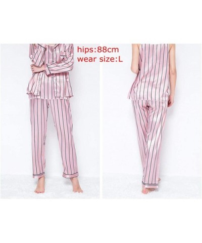 Women 7 Pieces Pajamas Sets Stain Faux Silk Pajamas Women Sleepwear Tops+Shorts+Shirt+Pants - 2 - CI18U3YYQ09 $68.88 Sets