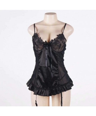 Plus Size Teddy Dress for Lady Sexy Babydoll Mini Dress Nightwear - Black - C518Y4N8282 $27.73 Baby Dolls & Chemises