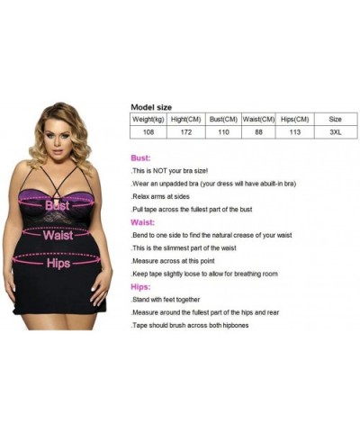 Plus Size Teddy Dress for Lady Sexy Babydoll Mini Dress Nightwear - Black - C518Y4N8282 $27.73 Baby Dolls & Chemises