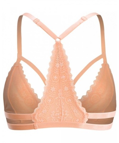 Women's Wirefree Strappy Front Sexy Lace Bralette - Ubk615_apricot - CS184TIGO63 $23.15 Bras