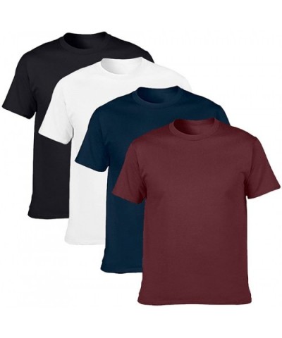 Men's Classic Basic Solid Ultra Soft Cotton T-Shirt | 1-2-4 Pack - Black/White/Navy/Maroon - CI189O0G6WK $55.15 Undershirts