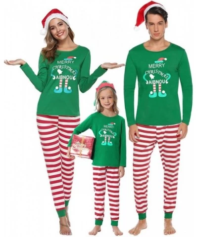 Family Matching Christmas Pajamas Set 100% Cotton Striped Sleepwear for Women/Men/Boys/Girls - Pattern-green_men - CR18AI5SOA...