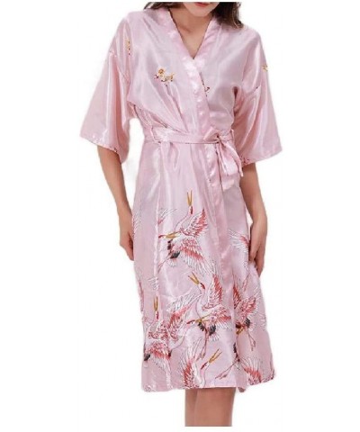 Women's Lounger Sleepwear Print Pajamas Charmeuse V Neck Robe AS3 L - As3 - CP19DCU932T $34.38 Robes