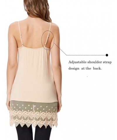 Sexy Women's Extender Camisole Dress Slip Spaghetti Tank Top Lace Trim - Beige - CD18UZOAOQK $20.66 Slips