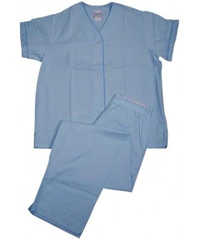 Ladies Plus Short Sleeve Broadcloth Pajamas - Light Blue 2 - C911L69SXPZ $18.29 Sets