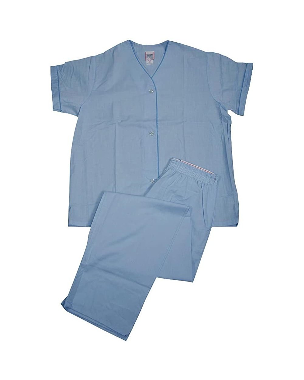 Ladies Plus Short Sleeve Broadcloth Pajamas - Light Blue 2 - C911L69SXPZ $18.29 Sets