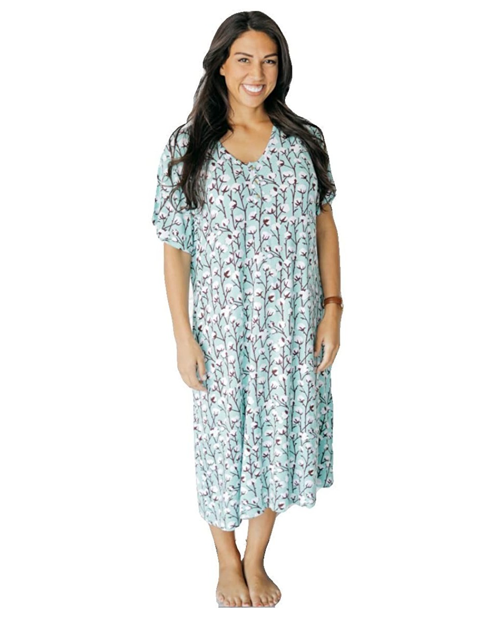 House Dress or Sleep Dress - Cotton Boll - CJ18DOCE427 $56.29 Nightgowns & Sleepshirts