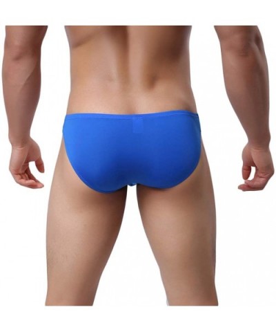 Bulge Pouch Hipster for Men-Sexy Elephant Nose Bikini Ice Silk Briefs Low Rise Triangle Underwear Stretch Panties - Blue - CD...