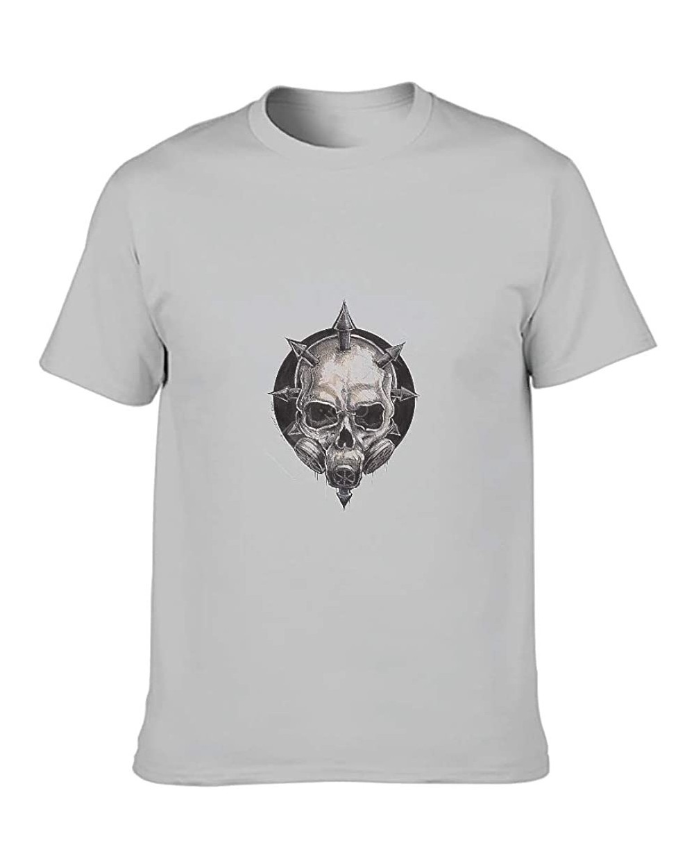 Black Skull Cotton T Shirt Men Soft Classic Short Shirt Scary Skull - Silver Gray - CB19DSTU8HW $35.53 Undershirts