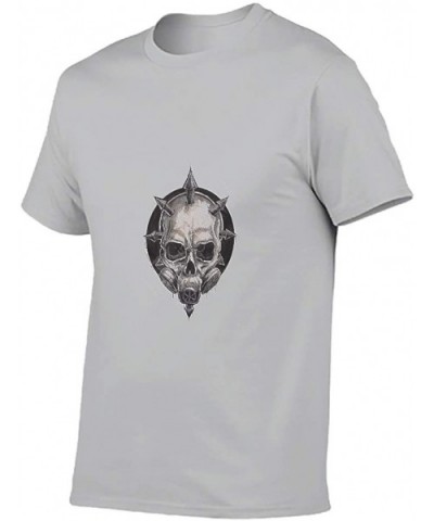 Black Skull Cotton T Shirt Men Soft Classic Short Shirt Scary Skull - Silver Gray - CB19DSTU8HW $35.53 Undershirts