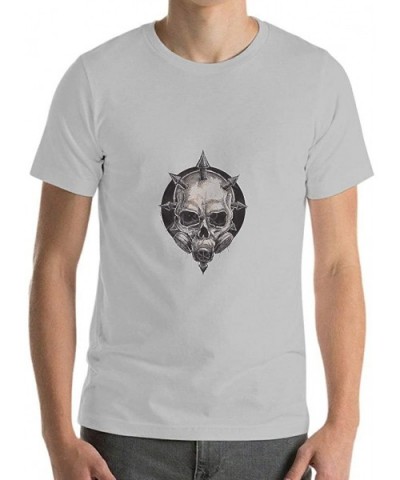 Black Skull Cotton T Shirt Men Soft Classic Short Shirt Scary Skull - Silver Gray - CB19DSTU8HW $35.53 Undershirts