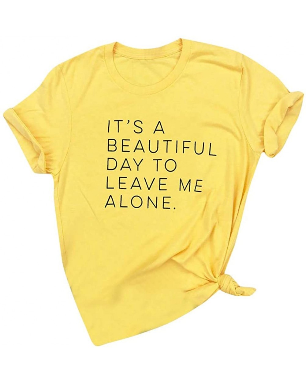 Women's T-Shirt Cute Letter Print Short Sleeve Tee Top Funny Graphic T-Shirt - Yellow - CP196RLAZ7X $27.10 Shapewear