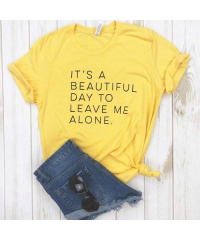 Women's T-Shirt Cute Letter Print Short Sleeve Tee Top Funny Graphic T-Shirt - Yellow - CP196RLAZ7X $27.10 Shapewear