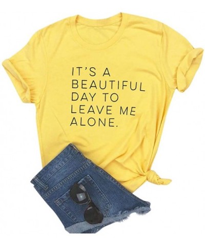 Women's T-Shirt Cute Letter Print Short Sleeve Tee Top Funny Graphic T-Shirt - Yellow - CP196RLAZ7X $27.10 Shapewear