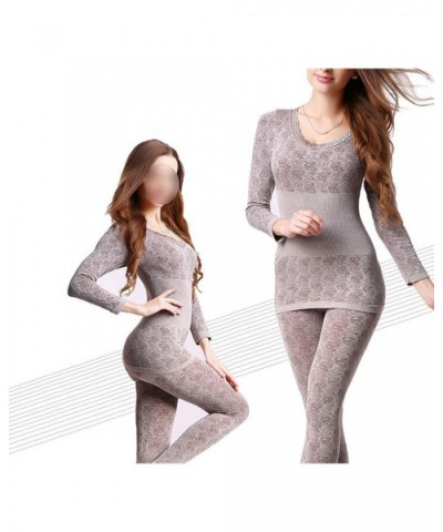 Women Thermal Underwears Tops+Pants Sexy Slim Winter Warm Long Johns Ladies Underwear - Purple - CV192HTMUQK $47.65 Thermal U...