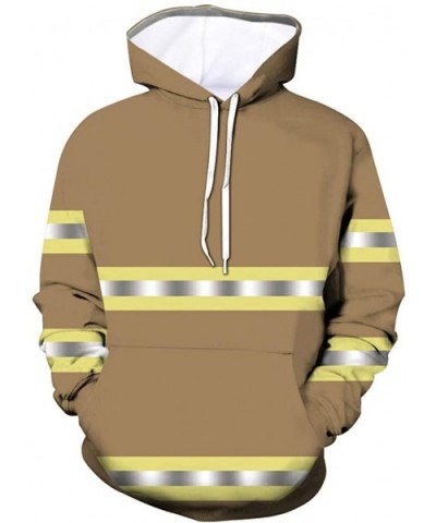 Unisex Fire Clothing 3D Print Hoodies Sanitation Worker Reflective Pullover Hooded Sweatshirts - Yellow a - CD192AC5LKS $41.5...