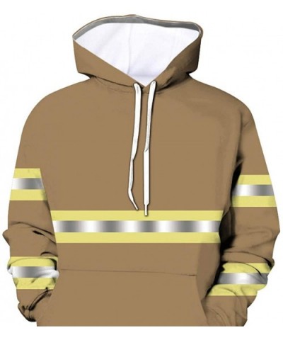 Unisex Fire Clothing 3D Print Hoodies Sanitation Worker Reflective Pullover Hooded Sweatshirts - Yellow a - CD192AC5LKS $41.5...