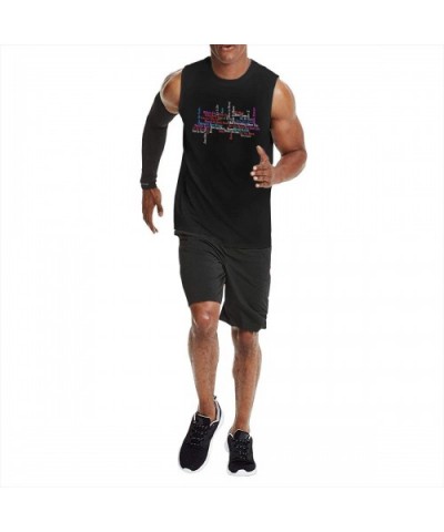 Men's Black Summer Round Neck Sleeveless T-Shirt Fashion Sleeveless Tee for Gym - Three Days Grace14 - CN190X0YNNL $33.69 Und...