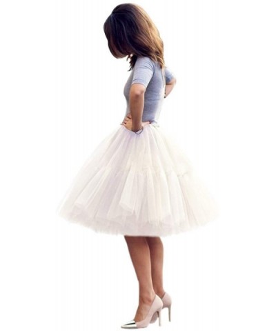 Adult Ballet Tutu Layered Organza Tutu Mini Skirt Women's Princess Petticoat for Prom Party - Ivory - CE18AGL2OHX $36.67 Slips