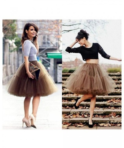 Adult Ballet Tutu Layered Organza Tutu Mini Skirt Women's Princess Petticoat for Prom Party - Ivory - CE18AGL2OHX $36.67 Slips